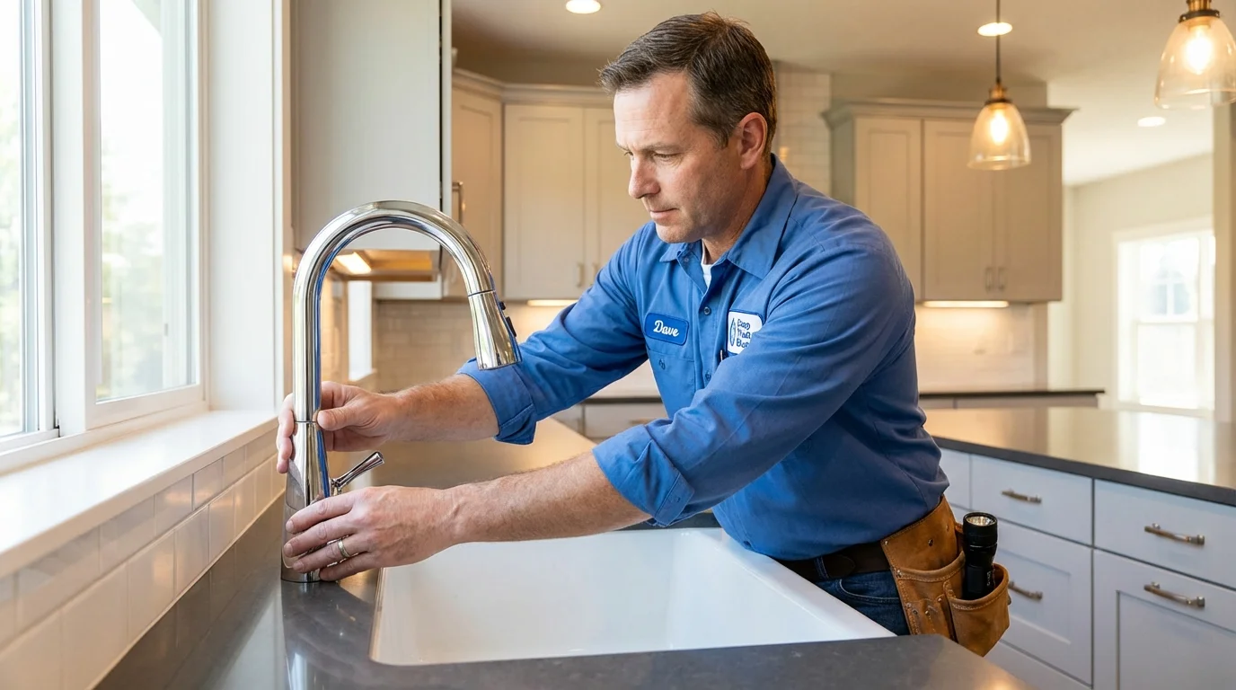 Kitchen faucet installation by Johns Plumbing LLC in Yorktown